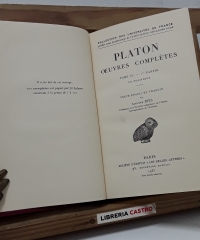 Platon. Oeuvres complètes. Tome IX 1re partie. Le Politique - Platon.